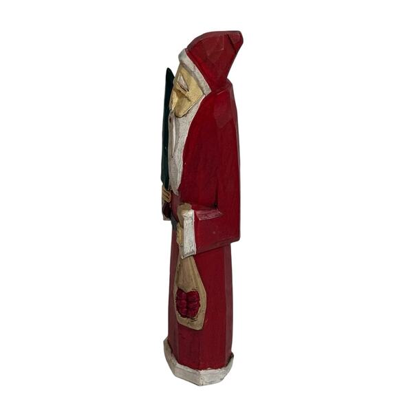 Midwest of Cannon Falls Pencil Wooden Santa Holding Tree 8” Rustic Folk Art - Picture 2 of 5